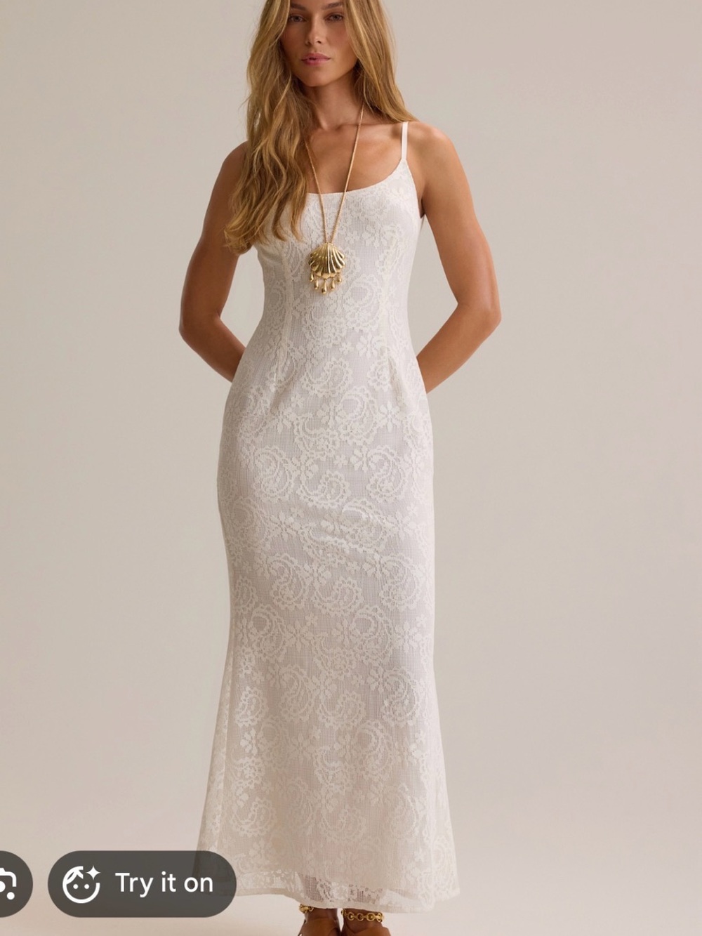 Altar'd State White Lace Maxi Slip Dress Finley